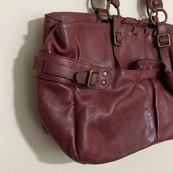 Plinio Visona Elegant Burgundy Leather Tote Bag women Large boho Y2K avant-garde - Picture 6 of 15